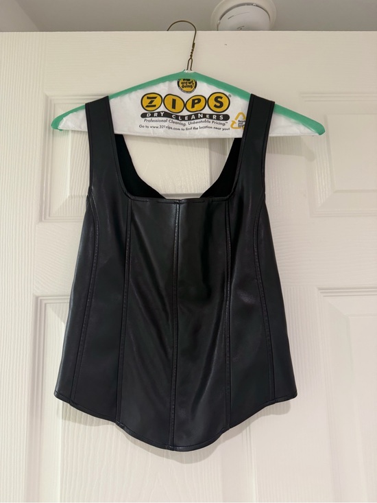 Heartloom Tops - Black Faux Leather Tank Top - Women's Sleeveless Top